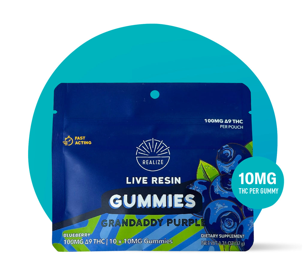 Wholesale - Realize Live Resin Gummies, Blueberry - Grandaddy Purple